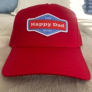 Happy Dad Trucker Hat. Red. Adjustable. Hard Seltzer